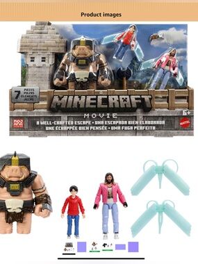 Mattel Minecraft Movie Action Figure 3-Pack with Light Blue Wings